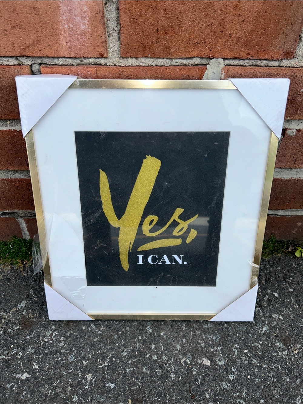 Hallmark Gold and Black "Yes, I Can" Framed Art NWT